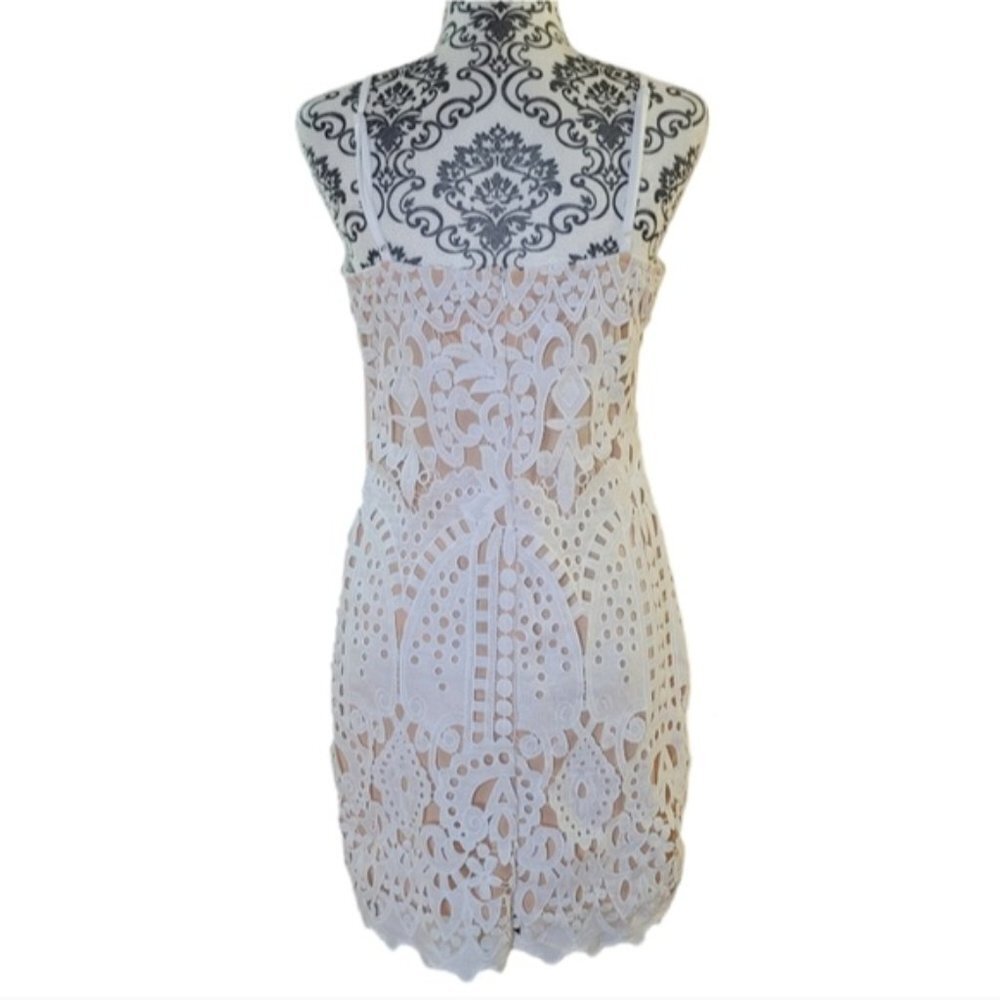 Lulus Perfect Love White and Nude Lace Mini Dress size medium - Picture 3 of 13